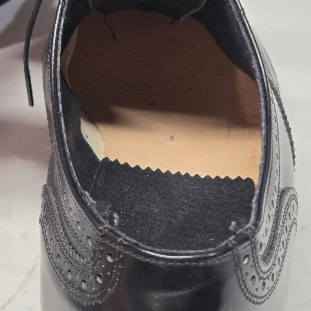 Vintage Florsheim Worthmore Wingtip Blucher Black Leather Dress Shoes USA 10 EEE